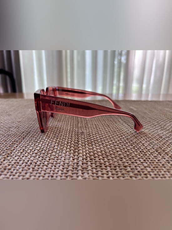 Fendi Roma Square Sunglasses Featuring a Transparent Pink Acetate Frame. No Case main image 8